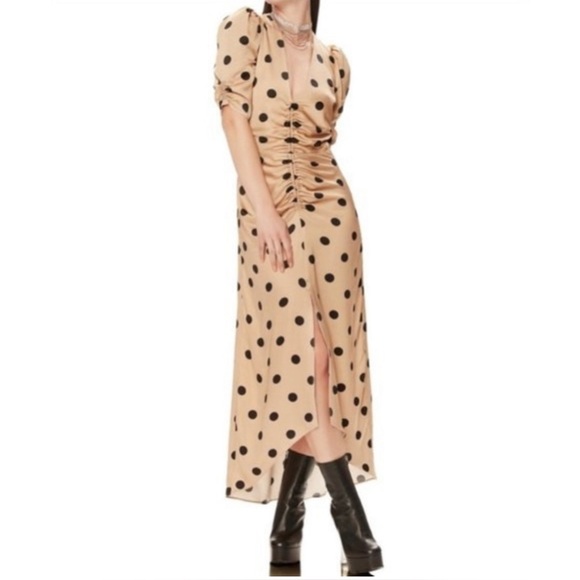 AFRM || suki ruched polka dot midi dress - Picture 2 of 9